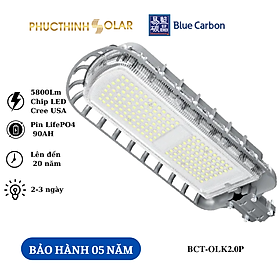 Đèn Đường Năng Lượng Mặt Trời 56W Blue Carbon BCT-OLK2.0P Cảm Biến Ánh Sáng, Có Remote, Chống Nước IP66 Phúc Thịnh Solar