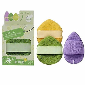 Mua Combo 3 Bông Mút Rửa Mặt Thiết Kế Hình Giọt Nước Chất Liệu Ưa Nước Lưới Tổ Ong Hấp Thụ Nhanh