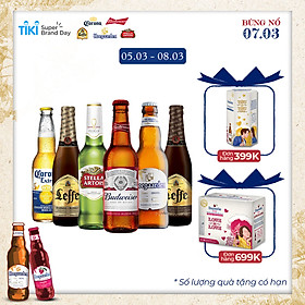 Lốc 6 chai bia Beers of the world (Leffe, Hoegaarden, Corona, Budweiser, Stella Artois)