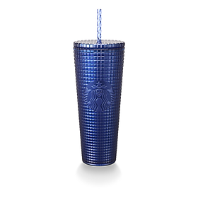 Ly Starbucks Cold Cup 24Oz  GRID PEARL COBALT