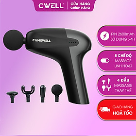 Máy massage cầm tay CameWell, máy massage toàn thân trị liệu cổ vai gáy 4 đầu 5 chế độ, pin 2600 mAh dùng liên tục 4h