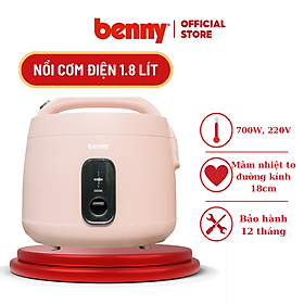 Nồi cơm điện Benny 1,8L BR-18POG - 700W, Màu nâu cafe, Hàng chính hãng - Giá tốt- Bảo hành 12 tháng