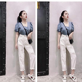 Quần jean baggy nữ rách cá tính QDN232