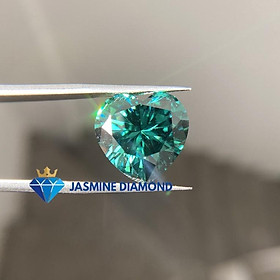 Kim cương nhân tạo Mỹ Moissanite giác cắt Heart màu xanh lá