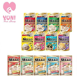 Combo Mix 13 Vị Pate NEKKO Thức Ăn Cho Mèo Mọi Lứa Tuổi (Jelly+Gravy) 70g x13gói