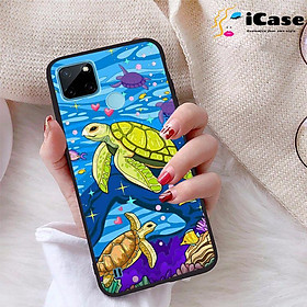 Ốp lưng iCase dành cho Realme C21Y chất liệu viền dẻo lưng cứng nhám TPU có hai lỗ xỏ dây đeo in nổi 4D hình bộ sưu tập Sea 12