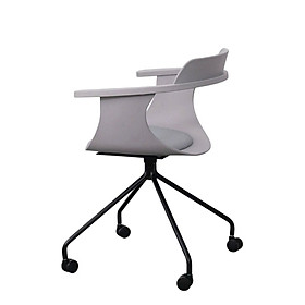 Ghế tiếp khách chân có bánh xe NARA2-S1 Nội thất Capta thân nhựa PP nệm PVC chân sắt sơn tĩnh điện màu đen trắng có bánh xe