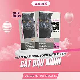 Combo 02 Túi Cát Đậu Nành Miao 6L - MIAOCAT - Đậu Sữa - Đào