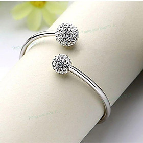 VÒNG TAY INOX 2 ĐẦU TRÁI CHÂU TRẮNG ĐẸP HỘT ĐỀU
