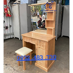 Mua Bàn trang điểm gỗ sồi tự nhiên kính vuông cao cấp 1m6x80
