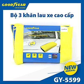 Combo 3 Khăn Lau Đa Năng Microfiber GOODYEAR GY-5599 (40*30cm) Không Gây Trầy Xước Thấm Hút Bụi Siêu Sạch - Nhập Khẩu Chính Hãng