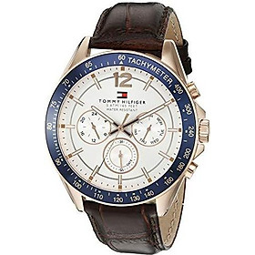 Tommy Hilfiger Men's 1791118 Sophisticated Sport Watch with Brown Leather Band