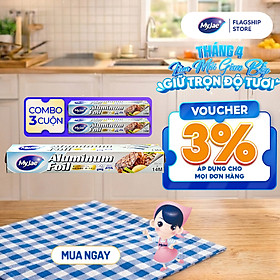 Combo 3 Hộp Giấy Bạc Màng Nhôm MyJae Đài Loan Để Bảo Quản, Nướng Thức Ăn, Bọc Thực Phẩm 30cm x 14m
