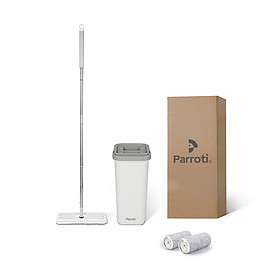Bộ Cây Lau Nhà Tự Vắt Thông Minh 2 Ngăn Parroti Pro PR01 Cao Cấp - Lau Sạch Khô Nhanh – Tặng Thêm 1 Móc Treo và 1 Miếng Lau