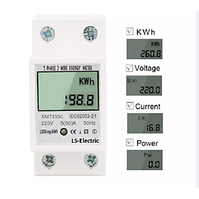 Công tơ điện tử đồng hồ điện thiết bị đo công suất LS-Electric 8A hiển thị 4 thông số U I P KWh độ chính xác cao