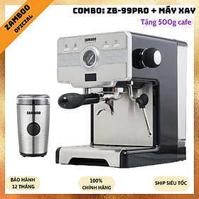 Combo máy pha cà phê Espresso Zamboo ZB-99PRO + máy xay ZB100g - hàng chính hãng