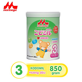 Combo 2 lon Sữa Morinaga số 3 Kodomil 850g - Hương Dâu cho bé từ 3 tuổi trở lên (Không tem)