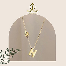 Dây Chuyền Thép Titan Màu Vàng Hồng Phối Tua Rua B19