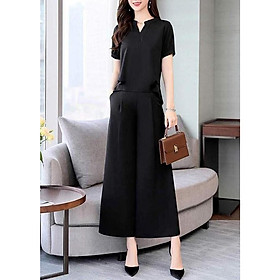 Set Đồ Nguyên Bộ Dạo Phố Nữ Dạng Set Áo Cổ Tròn Nút Sau Quần Ống Loe Xinh Xắn GOTI 3290S