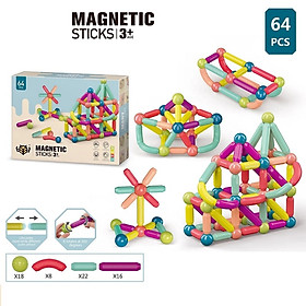 Đồ chơi xếp hình Magnetic nam châm que tròn từ tính sáng tạo cho bé