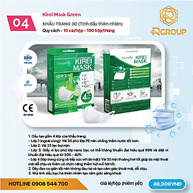 Khẩu trang kháng khuẩn 3D Mask Green - Tinh dầu thiên nhiên - Kirei Mask Doctor K - 10 cái/hộp
