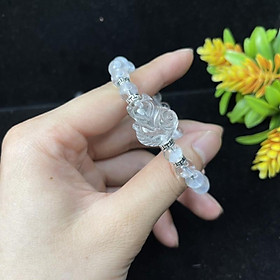 Vòng Tay Hồ Ly Trắng mix Hạt Đá Phong Thuỷ - Hợp Mệnh Kim và Mệnh Thuỷ - Bình An, May Mắn, Cải Thiện Tình Duyên
