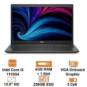 Laptop Dell Latitude 3520 70251603 Intel Core i3-1115G4/4GB+1slot/256 GB PCIe/15.6" HD/Dos/Black- Hàng chính hãng