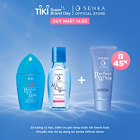 Combo Sữa chống nắng Senka Perfect UV Milk 40ml và Nước tẩy trang Senka Micellar Formula White 70ml
