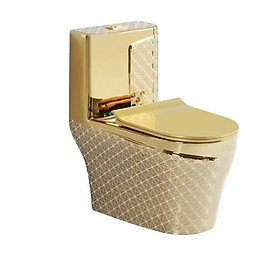 Mua Bồn cầu 1 khối mạ vàng kết hợp hoa văn sang trọng