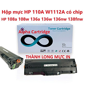 Hộp mực 110A W1112A cho máy in HP MFP 136a 136w 136nw 138fnw 108a 108w -có chip-Hàng chính hãng Alpha Cartridge