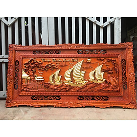 Mua Tranh tấm treo tường thuận buồm xuôi gió bằng gỗ hương đỏ kt 79×155×4cm