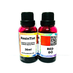 Màu trong suốt xuyên thấu pha Epoxy Resin - Màu hiệu ứng kính - RED ĐỎ - 30ml