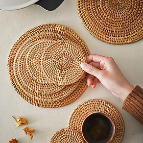 Bộ lót ly mây decor phòng bếp