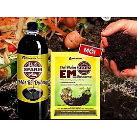 COMBO Ủ RÁC THẢI CHẾ PHẨM EM SFARM 200GR VÀ MẬT RỈ ĐƯỜNG SFARM 1 LÍT 