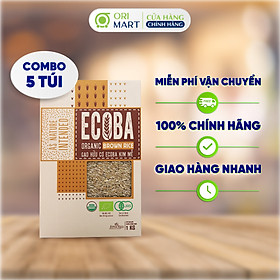 Combo 5 Gạo Lứt Trắng Hữu Cơ ECOBA Kim Mễ Ecoba Organic Brown Rice Thơm