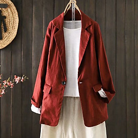 Hình ảnh Áo vest Blazer Linen nữ túi bổ nắp 1 khuy trẻ trung ArcticHuntẻ, thời trang thương hiệu chính hãng