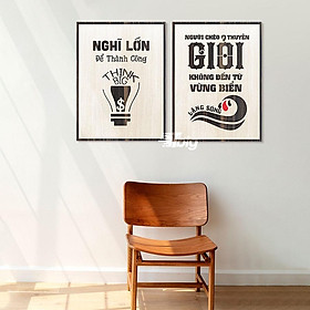 Mua 25 cặp tranh slogan set 2 tấm treo tường trang trí tạo động lực trang trí văn phong công ty