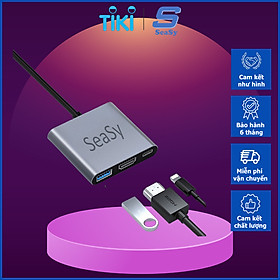 Hub Chuyển Đổi USB TypeC Ra Cổng HDMI / VGA / LAN Rj45 / USB / PD/SD/TF SeaSy, Cổng Chuyển Đổi TypeC Ra HDMI 4K, Cổng VGA 1080 P, Cổng Lan Rj45, Cổng USB 3.0, Cổng Sạc PD 100W, Cổng SD/TF, Dùng Cho Macbook/Ipad/Surface/Laptop/Điện Thoại – Hàng Chính Hãng