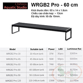 Đèn led Chihiros WRGB 2 Pro 30, 45, 60, 80, 90, 120 cm wrgb2 quang phổ trồng cây bể thủy sinh cá tép