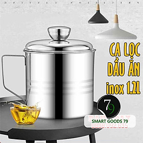 Mua Ca bình đựng lọc dầu ăn dầu mỡ bằng Inox 304 1.2L có lưới lọc cặn cao cấp tiện lợi