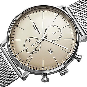 Akribos XXIV Men's Multifunction Watch - 2 Subdials Month, GMT and Date Window on Stainless Steel Mesh Bracelet - AK685