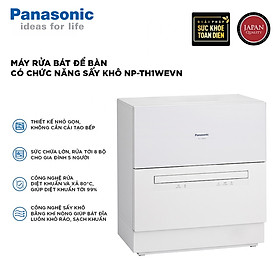 Máy rửa chén bát để bàn Nhật Bản Panasonic NP-TH1WEVN có chức năng sấy khô, bảo hành 12 tháng - Hàng chính hãng