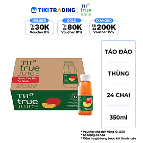 Thùng 24 chai nước trái cây TH true JUICE táo đào tự nhiên (350ml/chai)