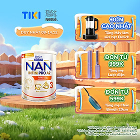 Sữa bột NAN INFINIPRO A2 3 với công thức đầu tiên chứa đạm A2, 6HMO & Lợi khuẩn kép nhập khẩu Thụy Sĩ - Hộp 800g (2 - 6 tuổi)