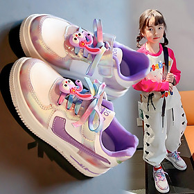 Giày thể thao bé gái gắn thỏ đáng yêu giày đi học bé gái dây phối màu thoáng khí đế êm TTV130