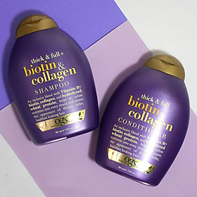 Bộ Dầu Gội Và Xả OGX Thick And Full Biotin & Collagen Của Mỹ 385ml, giảm xơ rối, gãy, rụng, cho tóc dày và suôn mượt