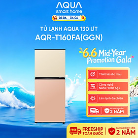 Tủ lạnh AQUA 130 lít ngăn đá trên AQR-T160FA(GGN) - Màu Be hồng - Freeship toàn quốc - Bảo hành 2 năm - Hàng chính hãng