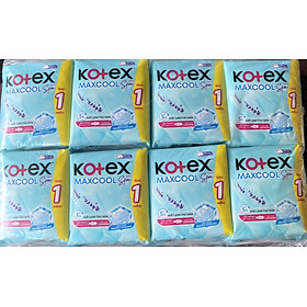 Combo 8 Gói Băng Vệ Sinh Kotex Maxcool Dịu Mát 23cm (8+1 miếng/gói) -Date luôn mới