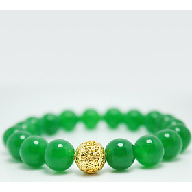 Vòng đá mã não xanh lá mix charm tròn MS220, vòng tay phong thủy hợp mệnh Mộc, Hỏa, Kim cho nam và nữ