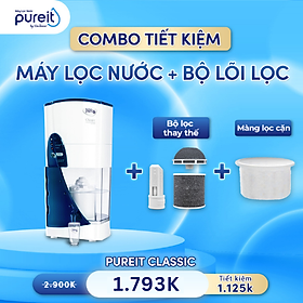 Mua  TẶNG THÊM 6 THÁNG BẢO HÀNH - COMBO TIẾT KIỆM  Máy lọc nước Pureit Classic + Bộ lọc đầy đủ thay thế máy lọc nước 3000L và Màng lọc cặn - Hàng chính hãng